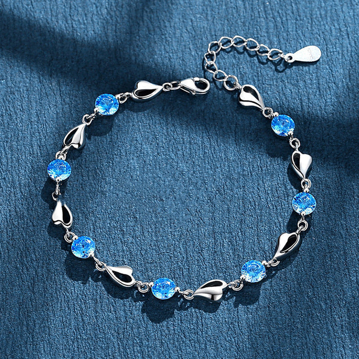 Heart of the Ocean Sterling Silver Austrian Crystal Bracelet