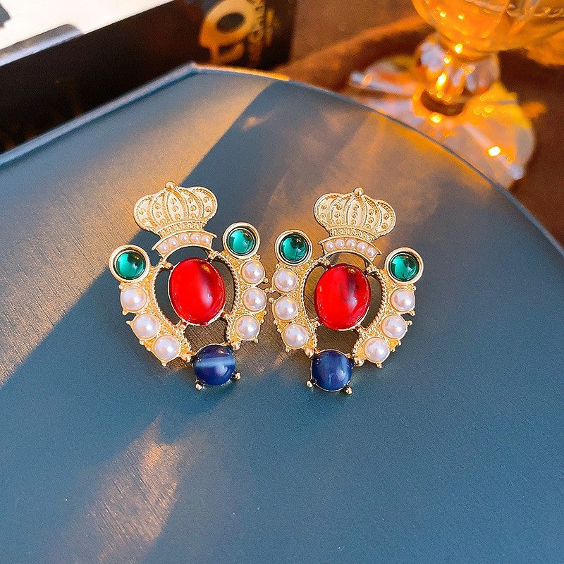 Three-color elegant crystal earrings