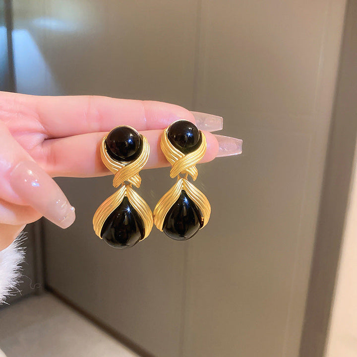 Three-color elegant crystal earrings