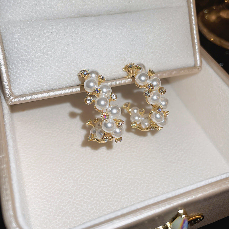 Three-color elegant crystal earrings