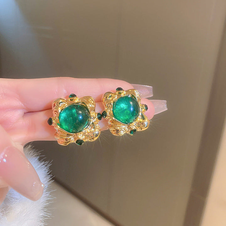 Three-color elegant crystal earrings