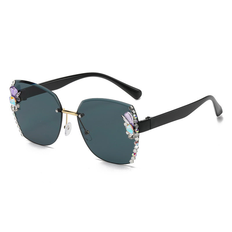 6 Colors Fashion Large Frame Rhinestone Sunglasses Polarized Sunglasses