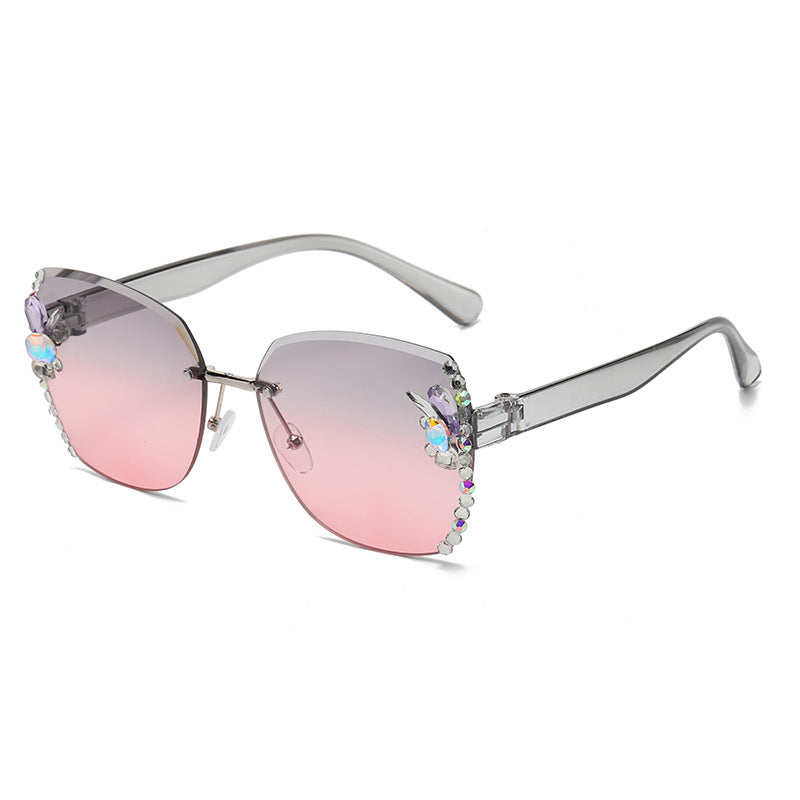 6 Colors Fashion Large Frame Rhinestone Sunglasses Polarized Sunglasses